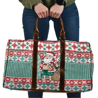 Hawaiian Funny Santa Surf Travel Bag Mele Kalikimaka Palaka Quilt Pattern LT9 Green - Polynesian Pride