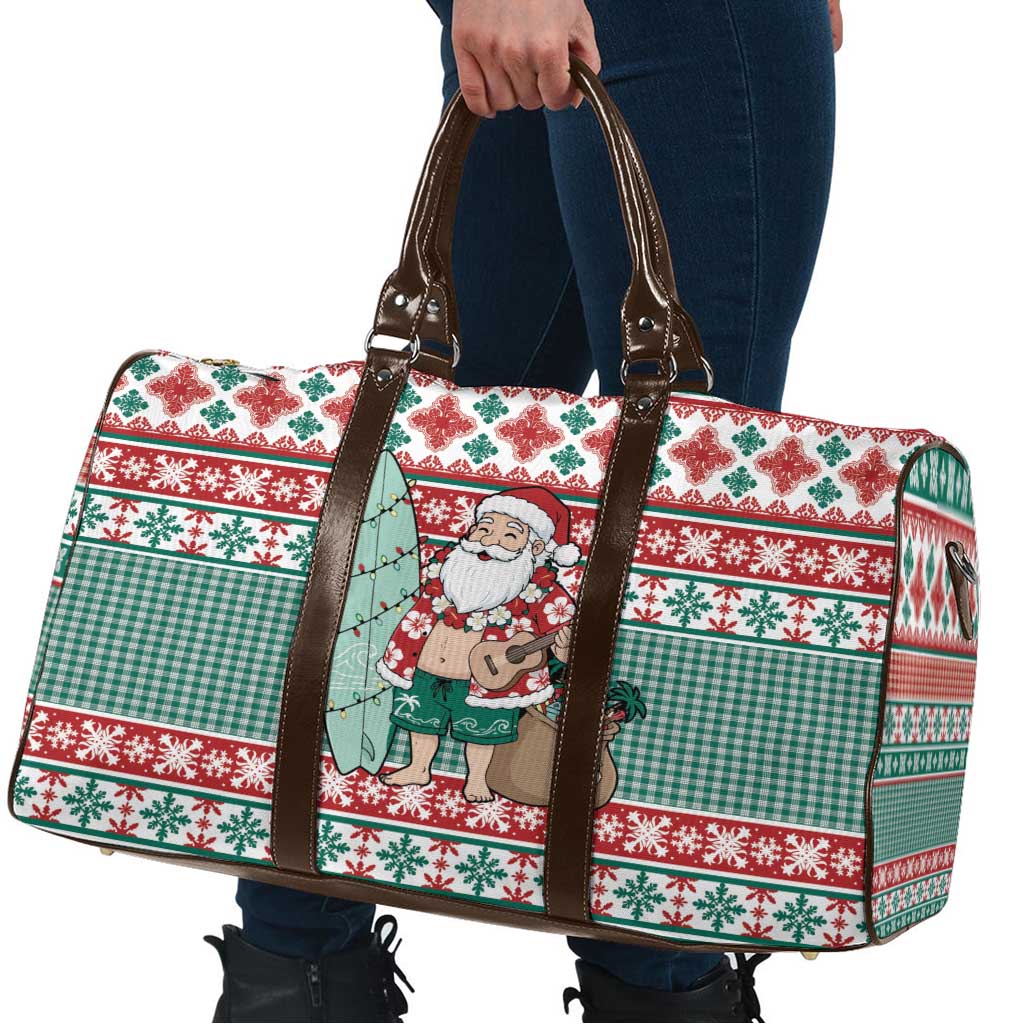 Hawaiian Funny Santa Surf Travel Bag Mele Kalikimaka Palaka Quilt Pattern LT9 - Polynesian Pride