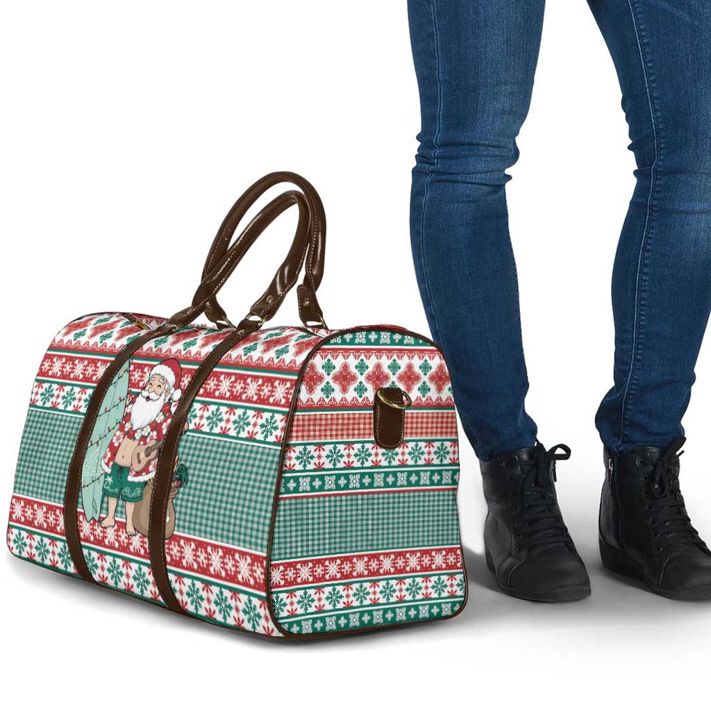 Hawaiian Funny Santa Surf Travel Bag Mele Kalikimaka Palaka Quilt Pattern LT9 - Polynesian Pride