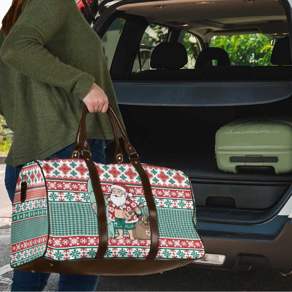 Hawaiian Funny Santa Surf Travel Bag Mele Kalikimaka Palaka Quilt Pattern LT9 - Polynesian Pride