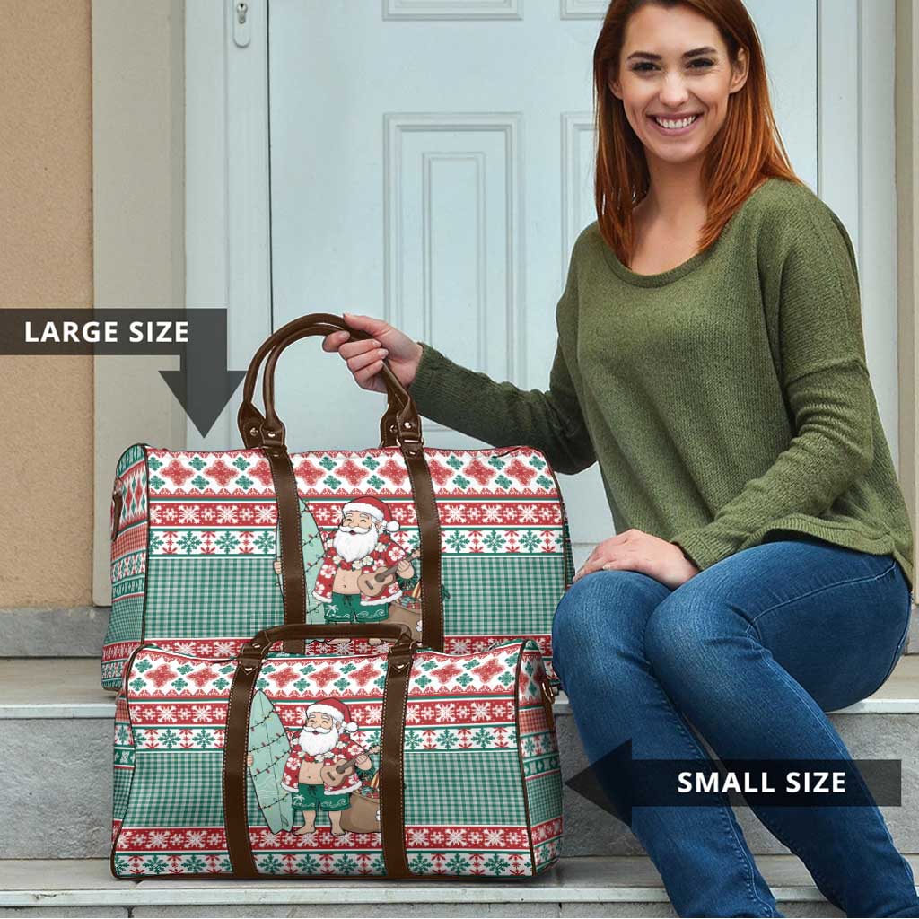 Hawaiian Funny Santa Surf Travel Bag Mele Kalikimaka Palaka Quilt Pattern LT9 - Polynesian Pride
