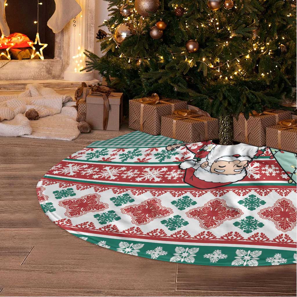 Hawaiian Funny Santa Surf Tree Skirt Mele Kalikimaka Palaka Quilt Pattern LT9 - Polynesian Pride