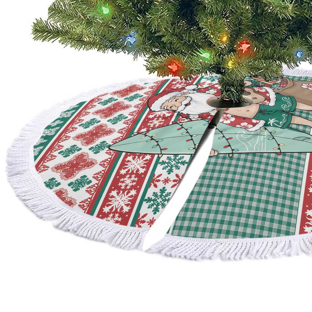 Hawaiian Funny Santa Surf Tree Skirt Mele Kalikimaka Palaka Quilt Pattern LT9 - Polynesian Pride