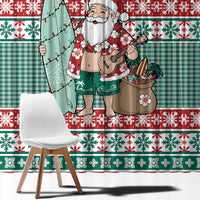 Hawaiian Funny Santa Surf Window Curtain Mele Kalikimaka Palaka Quilt Pattern LT9 - Polynesian Pride