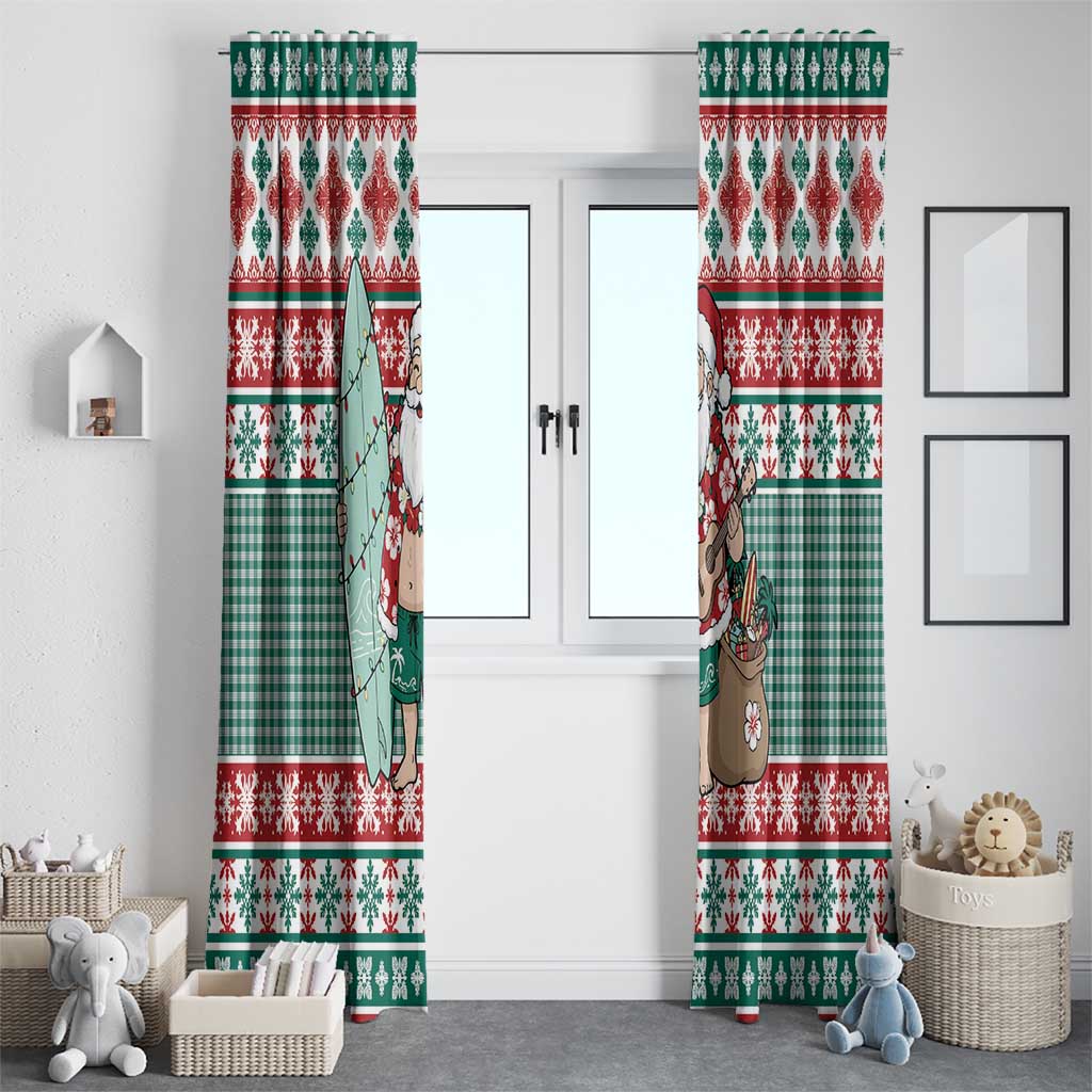 Hawaiian Funny Santa Surf Window Curtain Mele Kalikimaka Palaka Quilt Pattern LT9 - Polynesian Pride