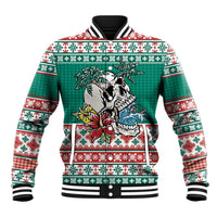 Hawaiian Skull Surfs Baseball Jacket Mele Kalikimaka Palaka Quilt Pattern LT9 Unisex Green - Polynesian Pride