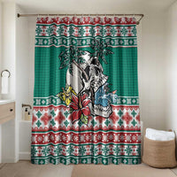 Hawaiian Skull Surfs Bathroom Set Mele Kalikimaka Palaka Quilt Pattern LT9 Shower Curtain Only Green - Polynesian Pride