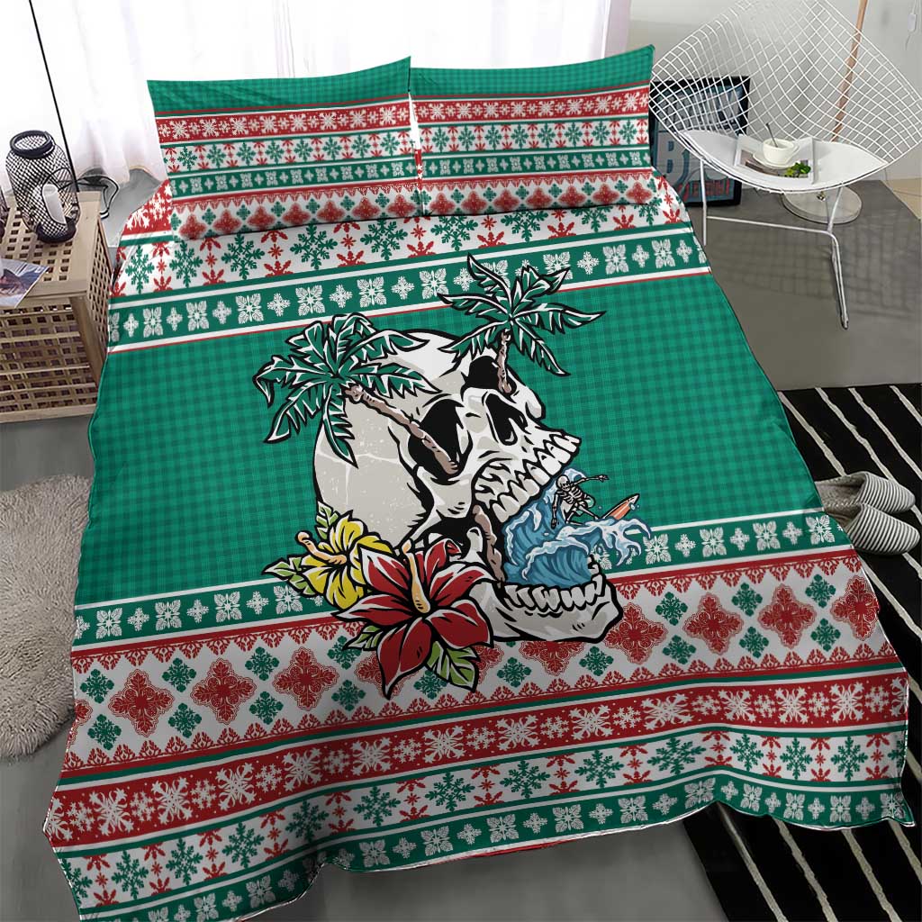 Hawaiian Skull Surfs Bedding Set Mele Kalikimaka Palaka Quilt Pattern LT9 - Polynesian Pride