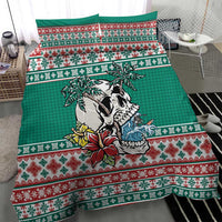 Hawaiian Skull Surfs Bedding Set Mele Kalikimaka Palaka Quilt Pattern LT9 - Polynesian Pride