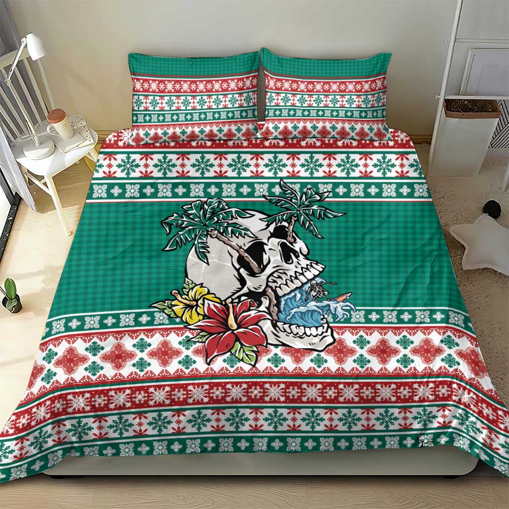 Hawaiian Skull Surfs Bedding Set Mele Kalikimaka Palaka Quilt Pattern LT9 - Polynesian Pride
