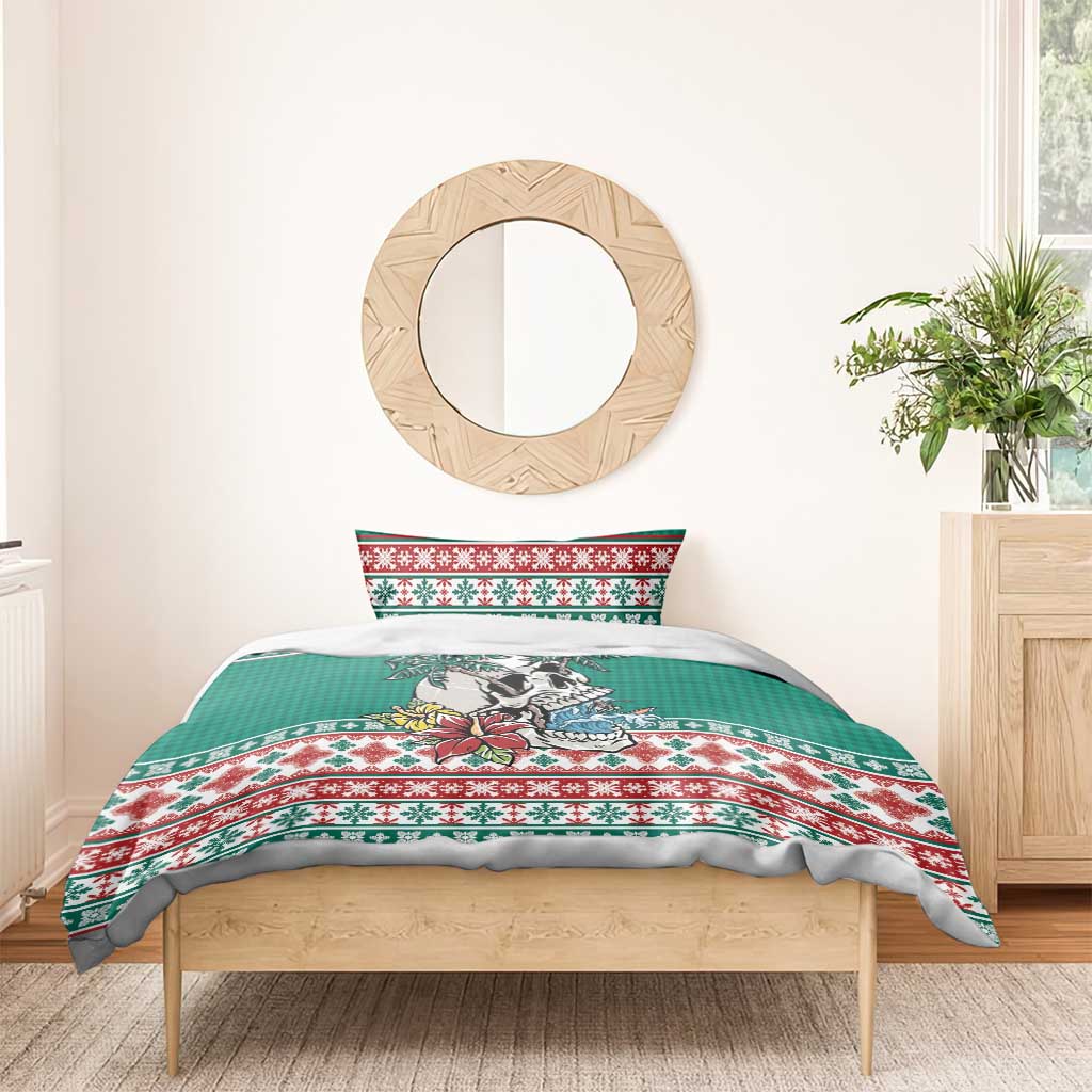 Hawaiian Skull Surfs Bedding Set Mele Kalikimaka Palaka Quilt Pattern LT9 - Polynesian Pride