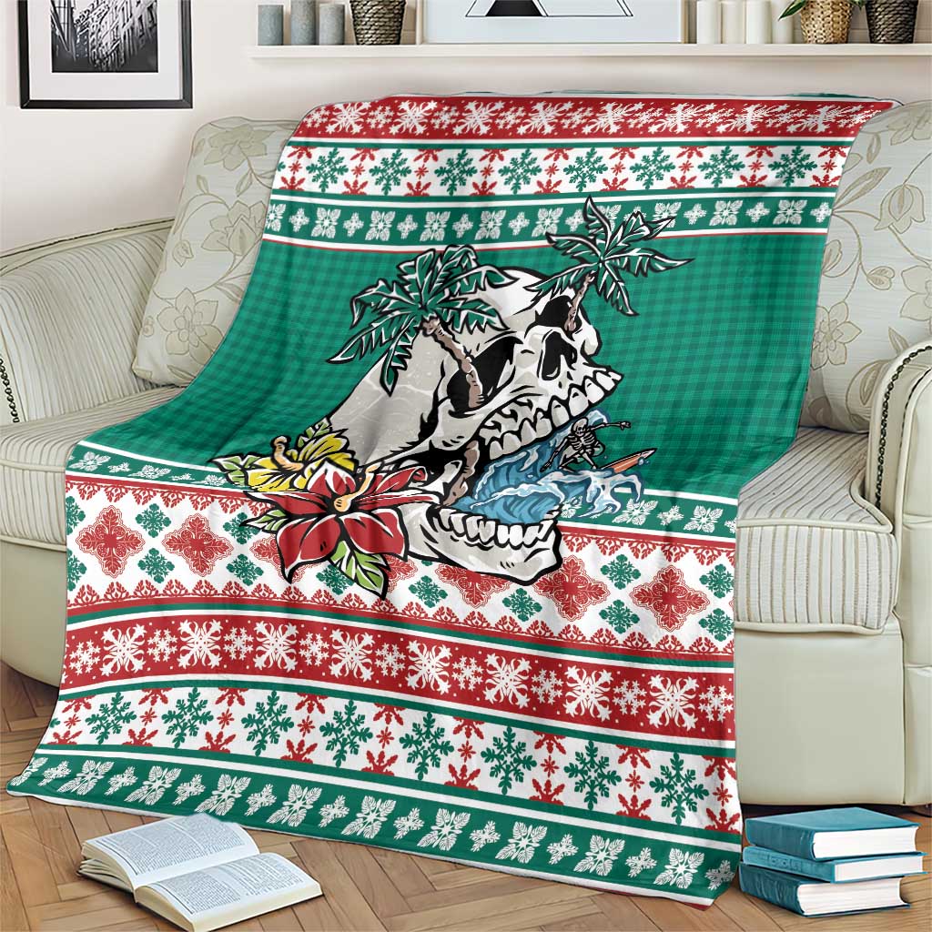 Hawaiian Skull Surfs Blanket Mele Kalikimaka Palaka Quilt Pattern LT9 - Polynesian Pride