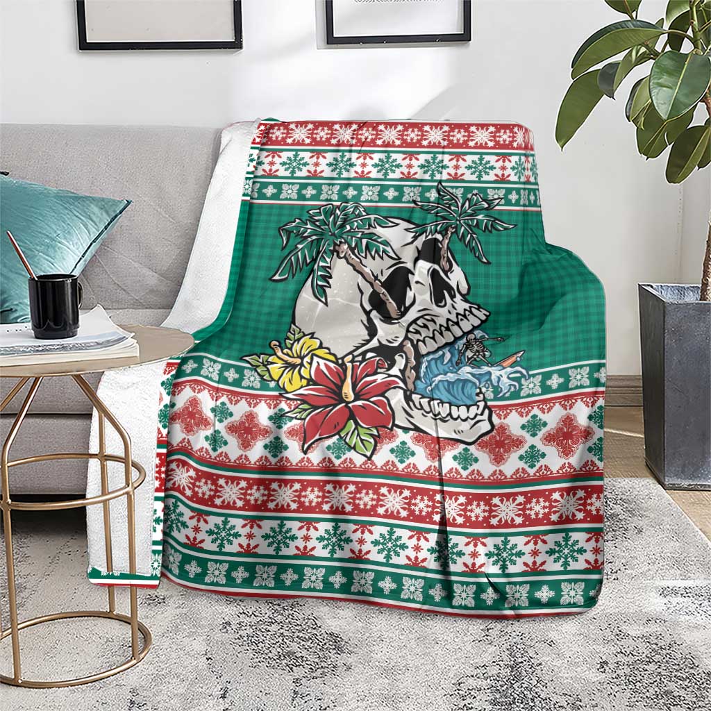 Hawaiian Skull Surfs Blanket Mele Kalikimaka Palaka Quilt Pattern LT9 - Polynesian Pride