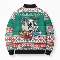 Hawaiian Skull Surfs Bomber Puffer Jacket Mele Kalikimaka Palaka Quilt Pattern LT9 - Polynesian Pride