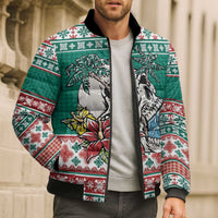 Hawaiian Skull Surfs Bomber Puffer Jacket Mele Kalikimaka Palaka Quilt Pattern LT9 - Polynesian Pride