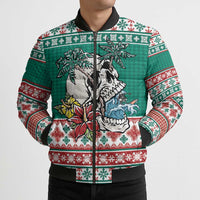 Hawaiian Skull Surfs Bomber Puffer Jacket Mele Kalikimaka Palaka Quilt Pattern LT9 - Polynesian Pride