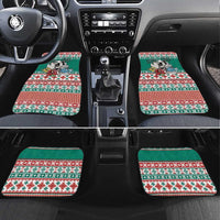 Hawaiian Skull Surfs Car Mats Mele Kalikimaka Palaka Quilt Pattern LT9 Set 4pcs Green - Polynesian Pride