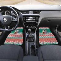 Hawaiian Skull Surfs Car Mats Mele Kalikimaka Palaka Quilt Pattern LT9 Set 2pcs - Front Green - Polynesian Pride