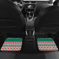 Hawaiian Skull Surfs Car Mats Mele Kalikimaka Palaka Quilt Pattern LT9 Set 2pcs - Back Green - Polynesian Pride