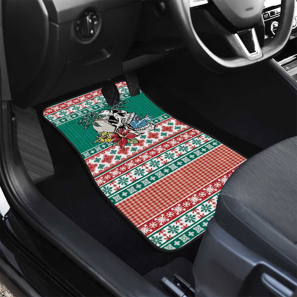 Hawaiian Skull Surfs Car Mats Mele Kalikimaka Palaka Quilt Pattern LT9 - Polynesian Pride