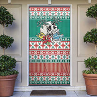 Hawaiian Skull Surfs Door Cover Mele Kalikimaka Palaka Quilt Pattern LT9 Green - Polynesian Pride