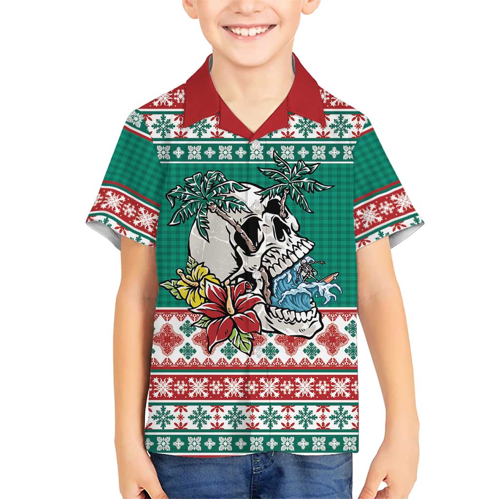 Hawaiian Skull Surfs Hawaiian Shirt Mele Kalikimaka Palaka Quilt Pattern LT9 - Polynesian Pride