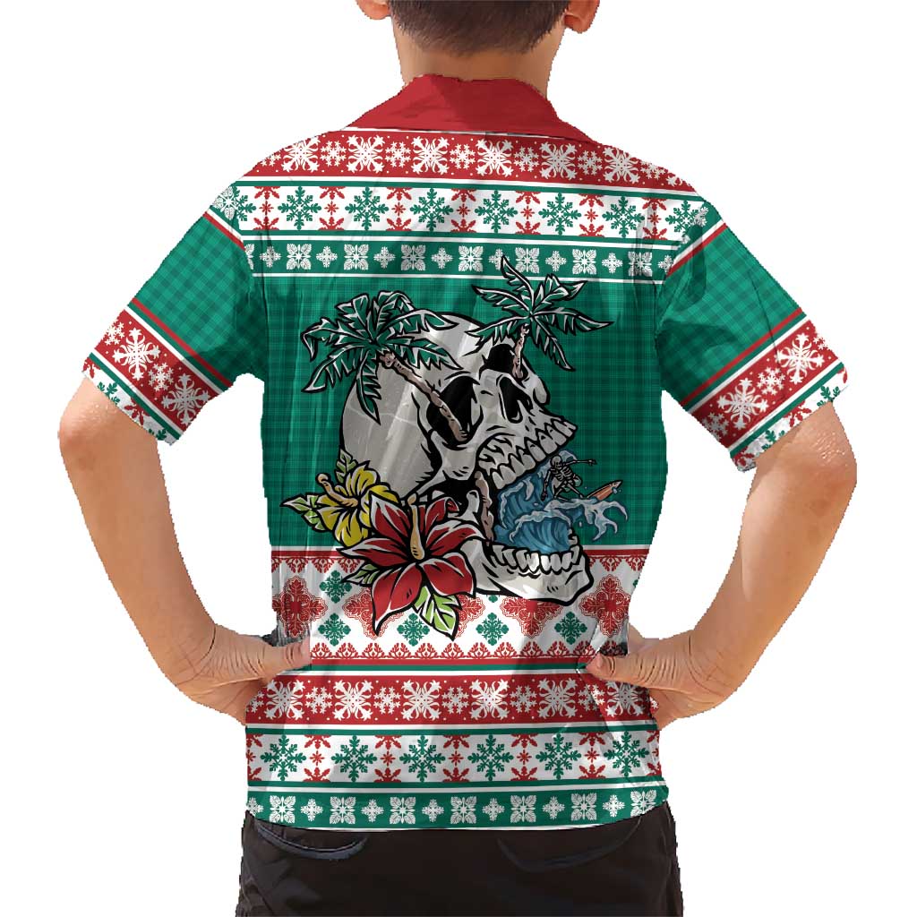 Hawaiian Skull Surfs Hawaiian Shirt Mele Kalikimaka Palaka Quilt Pattern LT9 - Polynesian Pride