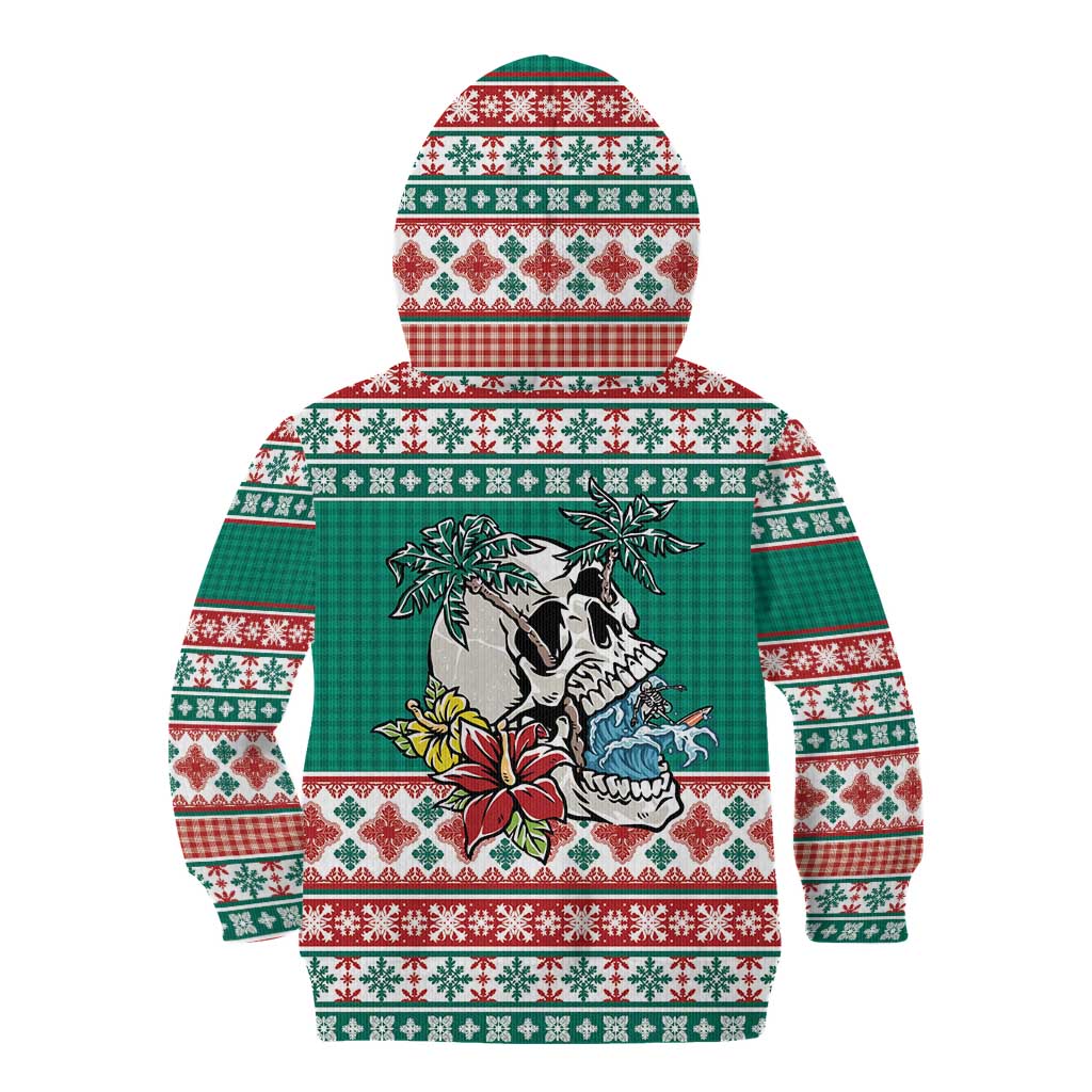 Hawaiian Skull Surfs Kid Hoodie Mele Kalikimaka Palaka Quilt Pattern LT9 - Polynesian Pride