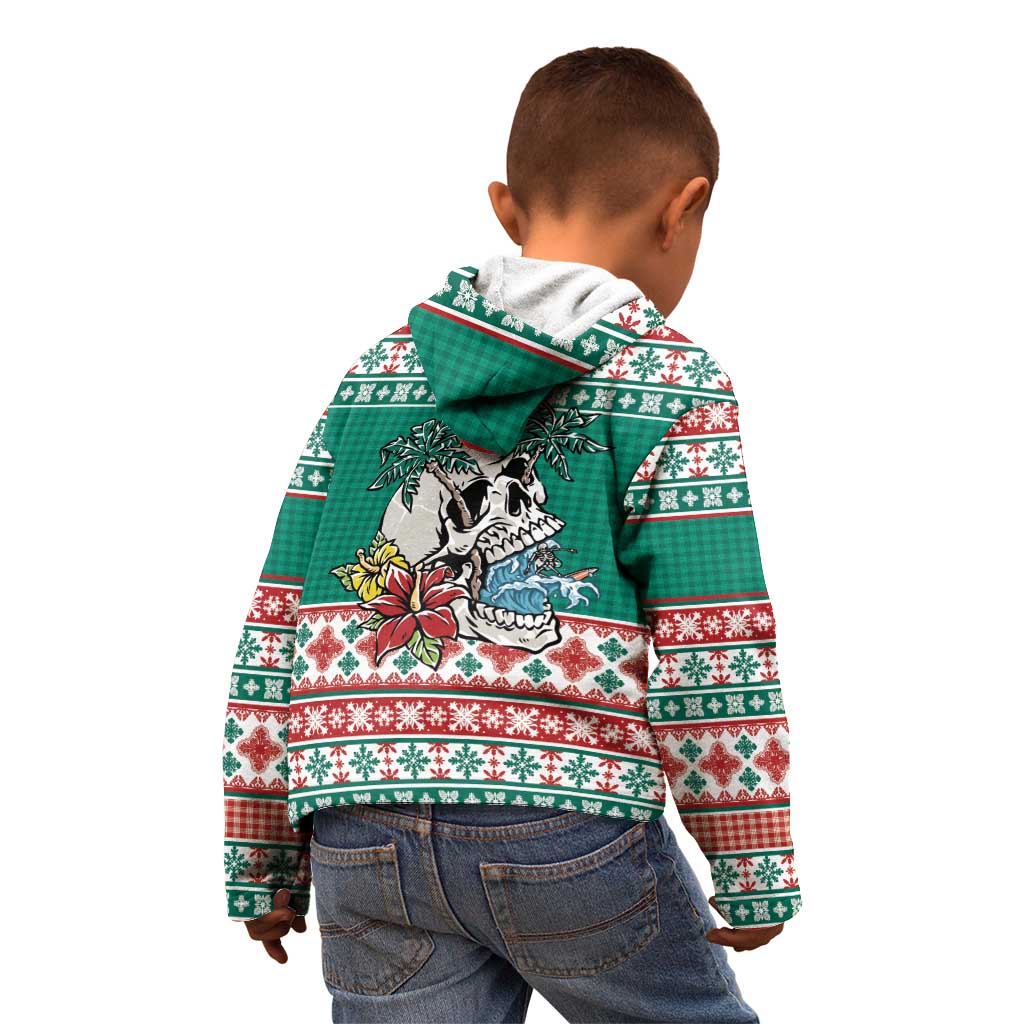 Hawaiian Skull Surfs Kid Hoodie Mele Kalikimaka Palaka Quilt Pattern LT9 - Polynesian Pride