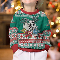 Hawaiian Skull Surfs Kid Ugly Christmas Sweater Mele Kalikimaka Palaka Quilt Pattern LT9 - Polynesian Pride