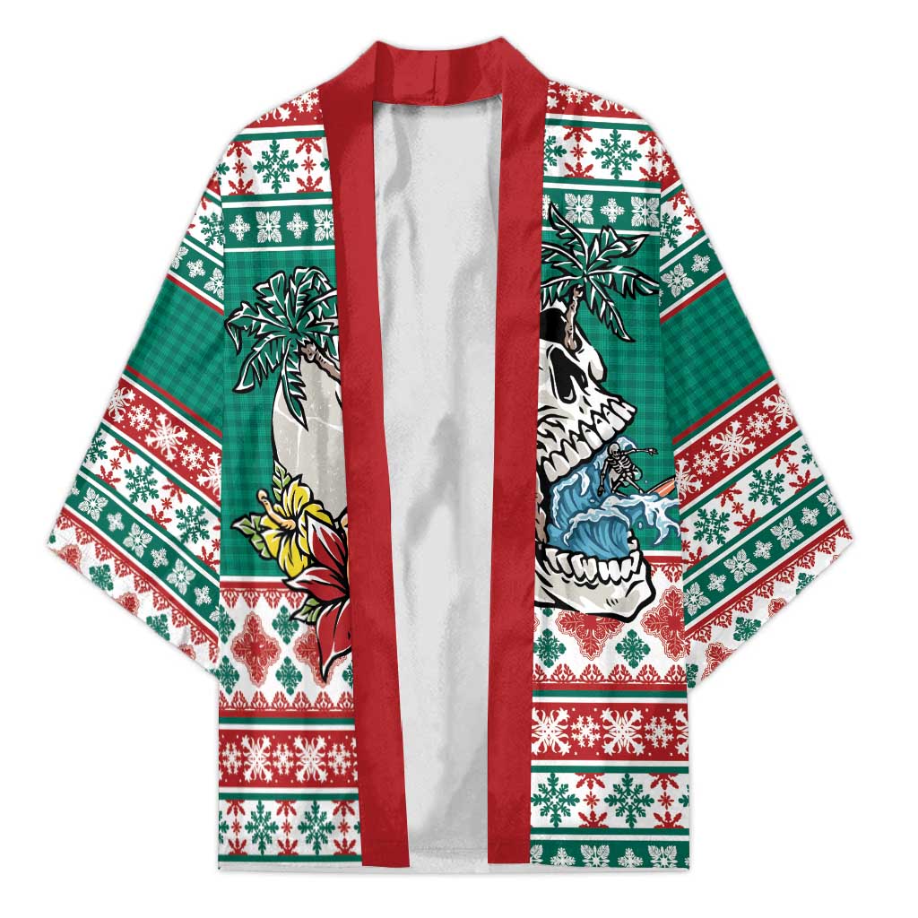 Hawaiian Skull Surfs Kimono Mele Kalikimaka Palaka Quilt Pattern LT9 Unisex Green - Polynesian Pride
