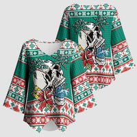 Hawaiian Skull Surfs Kimono Sleeve Blouse Mele Kalikimaka Palaka Quilt Pattern LT9 - Polynesian Pride