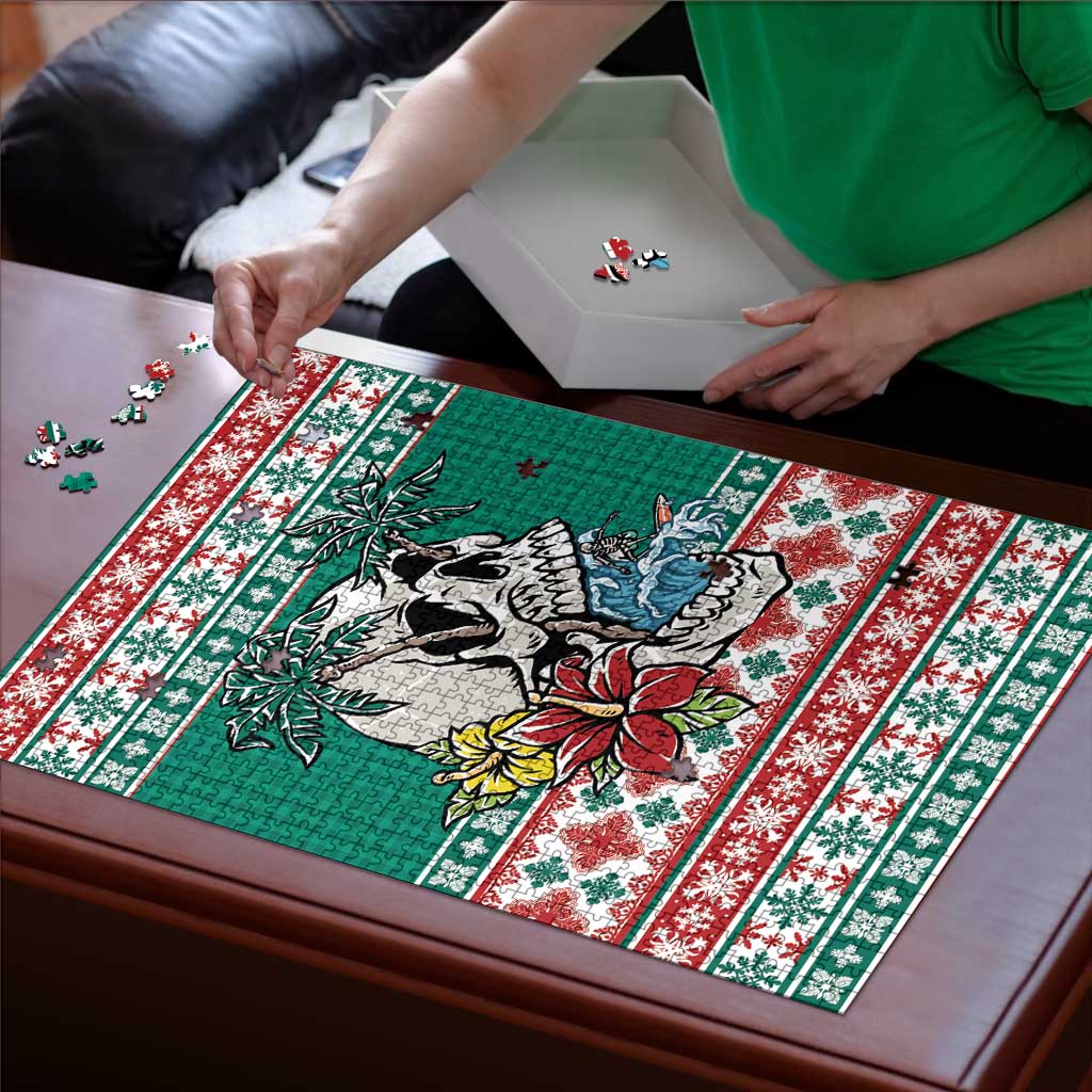 Hawaiian Skull Surfs Puzzle Mele Kalikimaka Palaka Quilt Pattern LT9 - Polynesian Pride