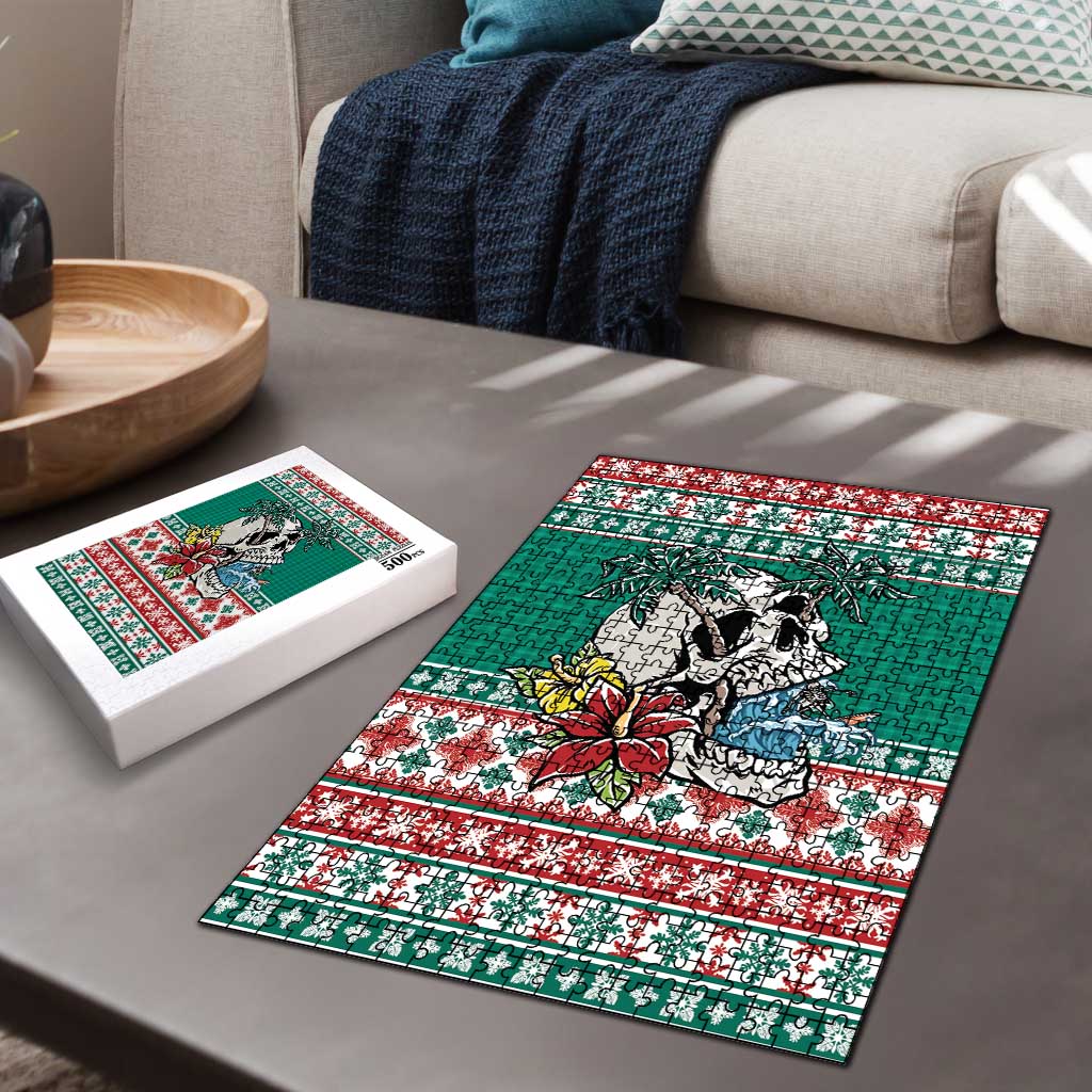 Hawaiian Skull Surfs Puzzle Mele Kalikimaka Palaka Quilt Pattern LT9 - Polynesian Pride