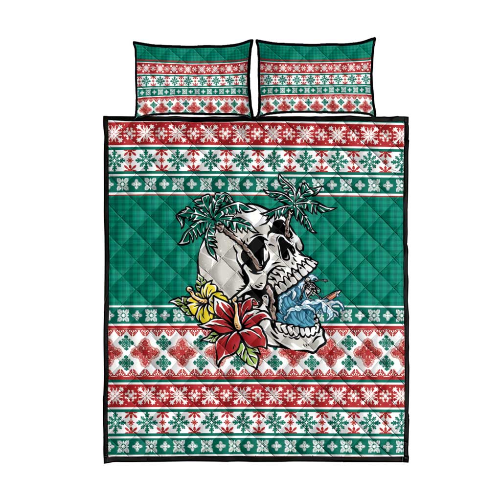Hawaiian Skull Surfs Quilt Bed Set Mele Kalikimaka Palaka Quilt Pattern LT9 - Polynesian Pride