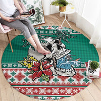 Hawaiian Skull Surfs Round Carpet Mele Kalikimaka Palaka Quilt Pattern LT9 - Polynesian Pride