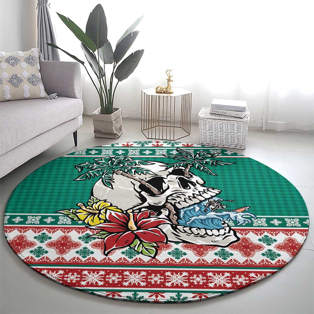 Hawaiian Skull Surfs Round Carpet Mele Kalikimaka Palaka Quilt Pattern LT9 - Polynesian Pride
