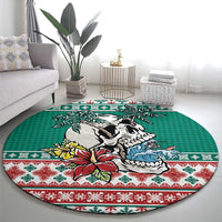 Hawaiian Skull Surfs Round Carpet Mele Kalikimaka Palaka Quilt Pattern LT9 - Polynesian Pride