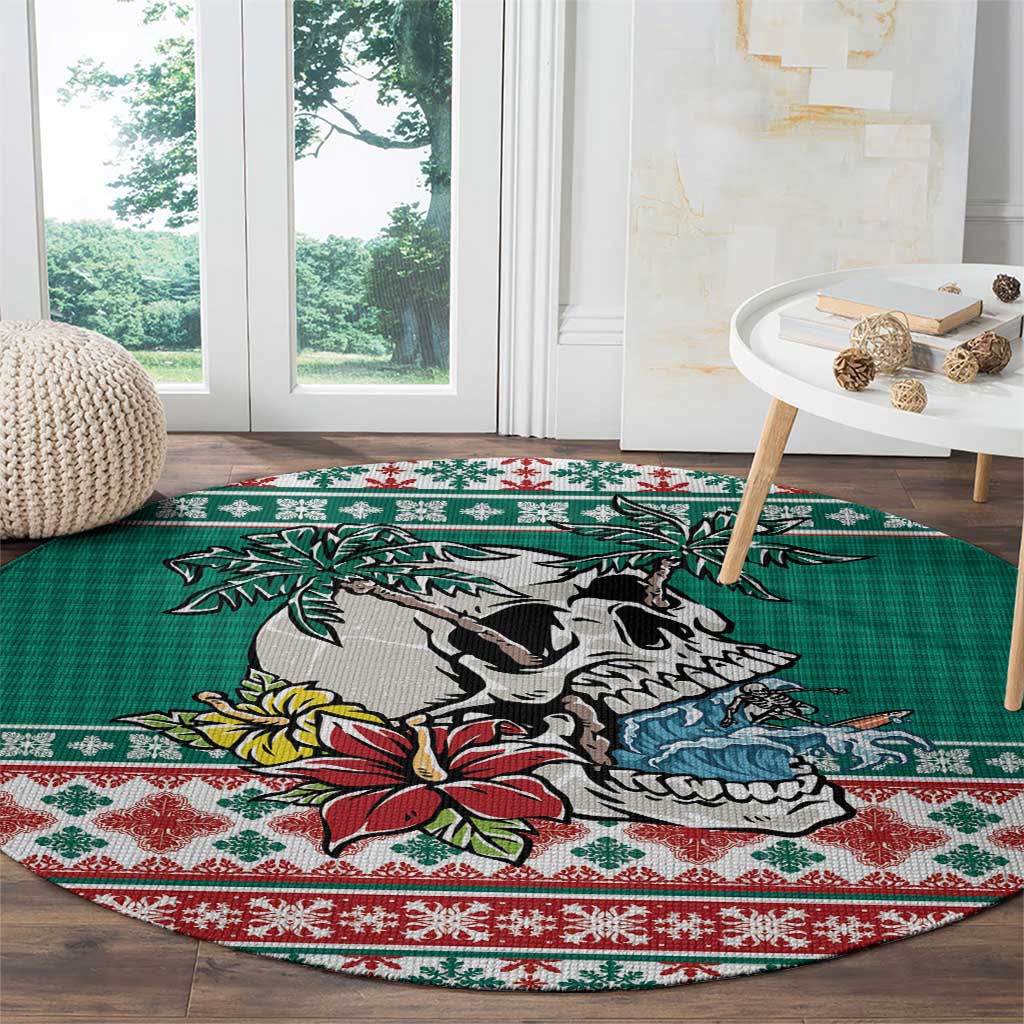 Hawaiian Skull Surfs Round Carpet Mele Kalikimaka Palaka Quilt Pattern LT9 - Polynesian Pride