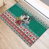 Hawaiian Skull Surfs Rubber Doormat Mele Kalikimaka Palaka Quilt Pattern LT9 - Polynesian Pride