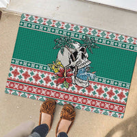 Hawaiian Skull Surfs Rubber Doormat Mele Kalikimaka Palaka Quilt Pattern LT9 - Polynesian Pride