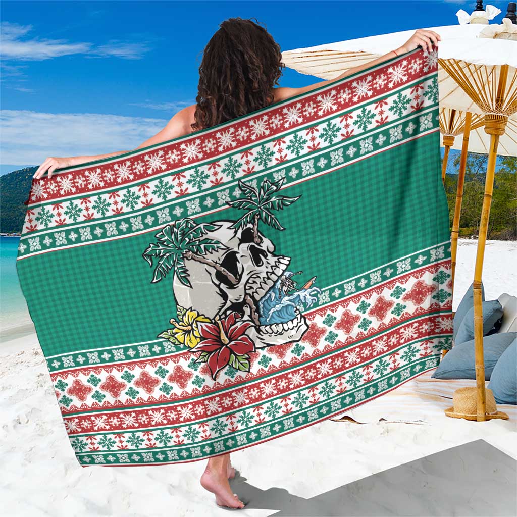 Hawaiian Skull Surfs Sarong Mele Kalikimaka Palaka Quilt Pattern LT9 One Size 44 x 66 inches Green - Polynesian Pride