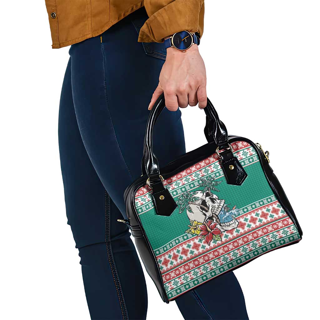Hawaiian Skull Surfs Shoulder Handbag Mele Kalikimaka Palaka Quilt Pattern LT9 - Polynesian Pride