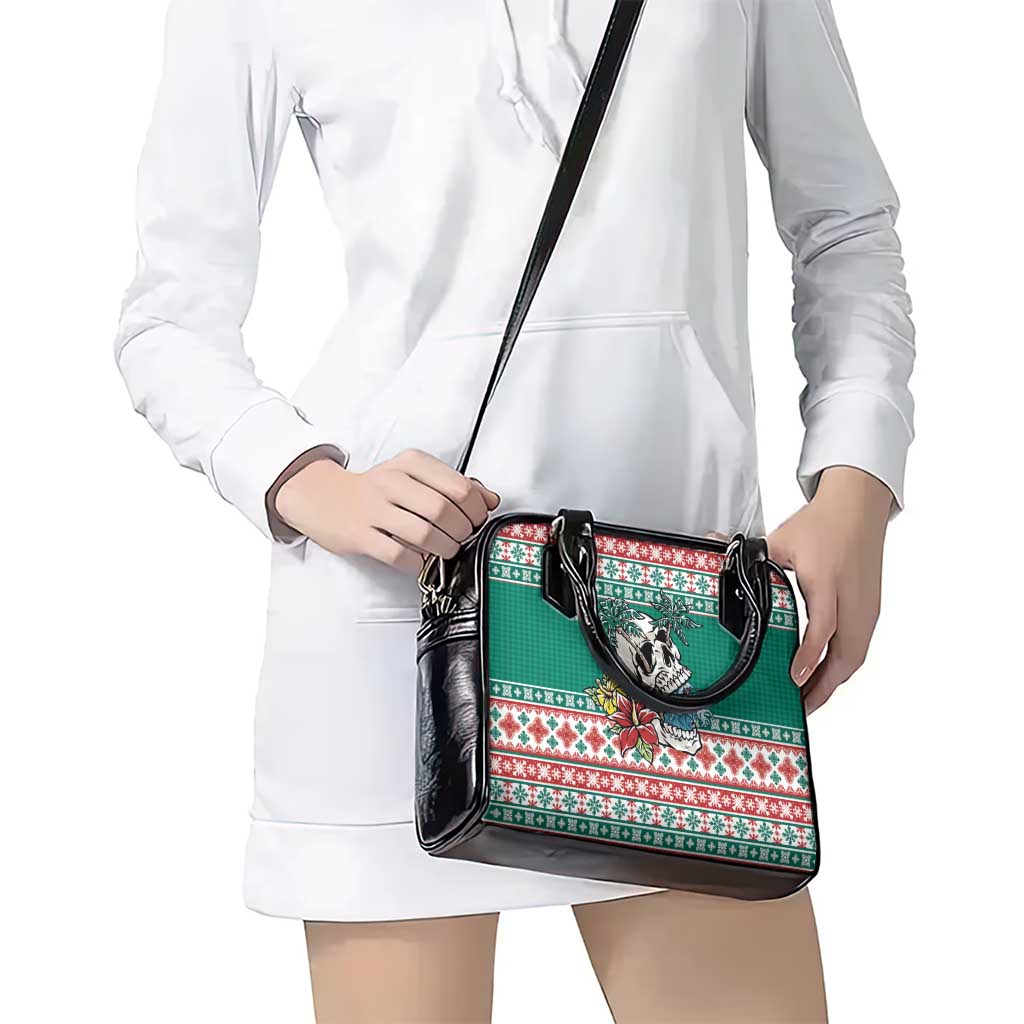 Hawaiian Skull Surfs Shoulder Handbag Mele Kalikimaka Palaka Quilt Pattern LT9 - Polynesian Pride
