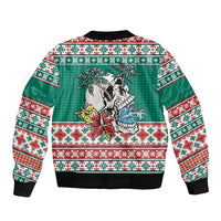 Hawaiian Skull Surfs Sleeve Zip Bomber Jacket Mele Kalikimaka Palaka Quilt Pattern LT9 - Polynesian Pride