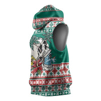 Hawaiian Skull Surfs Sleeveless Hoodie Mele Kalikimaka Palaka Quilt Pattern LT9 - Polynesian Pride