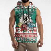 Hawaiian Skull Surfs Sleeveless Hoodie Mele Kalikimaka Palaka Quilt Pattern LT9 - Polynesian Pride