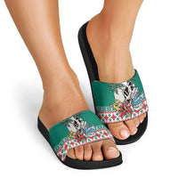 Hawaiian Skull Surfs Slide Sandals Mele Kalikimaka Palaka Quilt Pattern LT9 - Polynesian Pride