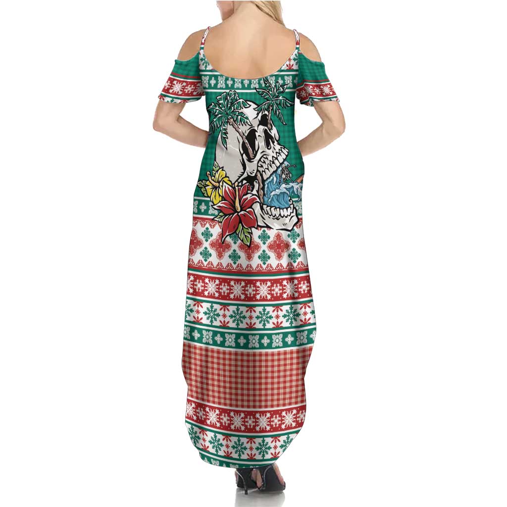 Hawaiian Skull Surfs Summer Maxi Dress Mele Kalikimaka Palaka Quilt Pattern LT9 - Polynesian Pride