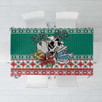 Hawaiian Skull Surfs Tablecloth Mele Kalikimaka Palaka Quilt Pattern LT9 Green - Polynesian Pride